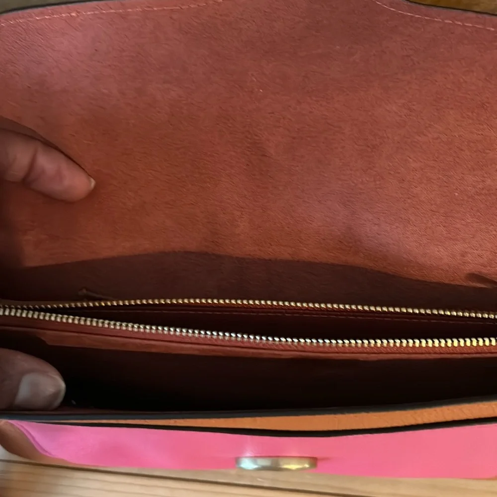 EUC: Coach Color Block Leather Crossbody with additional short strap & dust bag.